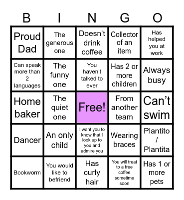 Team Building Bingo Card