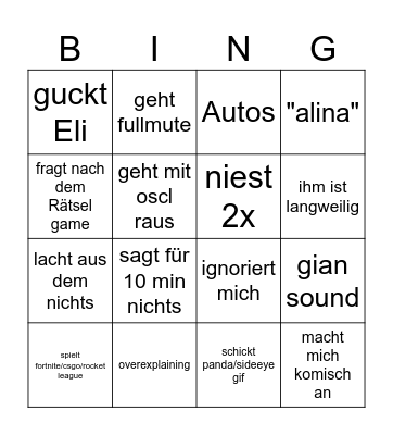 das gian bingo Card