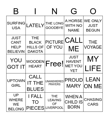 RYAN AIR Bingo Card