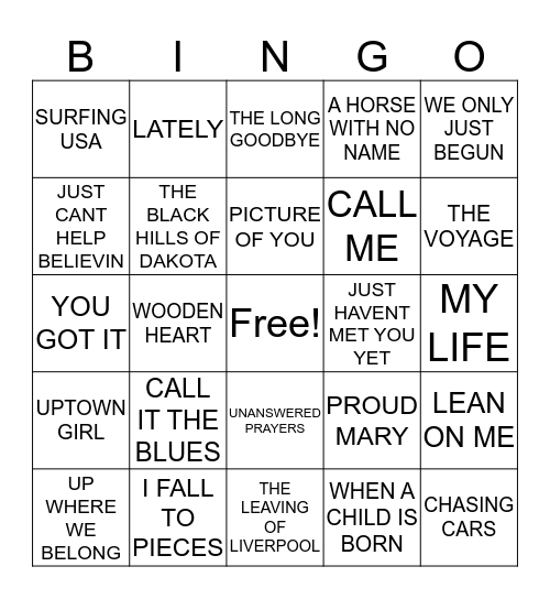 RYAN AIR Bingo Card