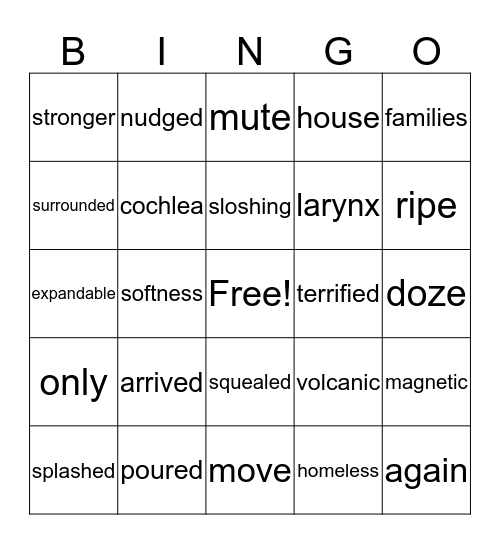 Shrimp Guided Reading Bingo Card