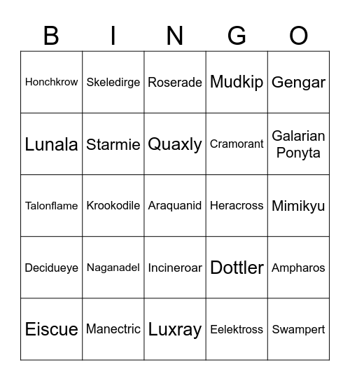 Jay Round 2 [Imp's Fav Pokemon] Bingo Card