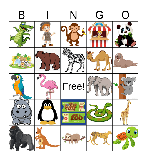 Zoo Bingo Card