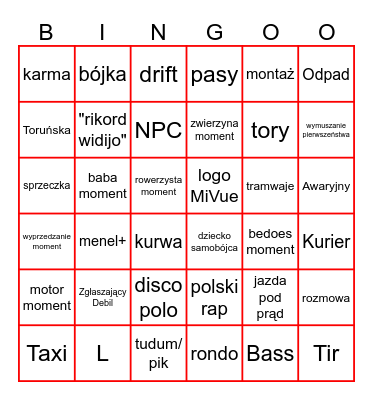 STOP CHAM BINGO Card