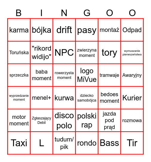 STOP CHAM BINGO Card