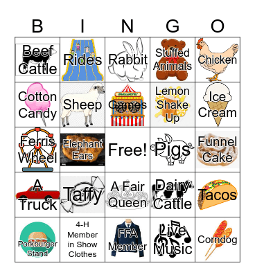 Richland County Fair Bingo Card