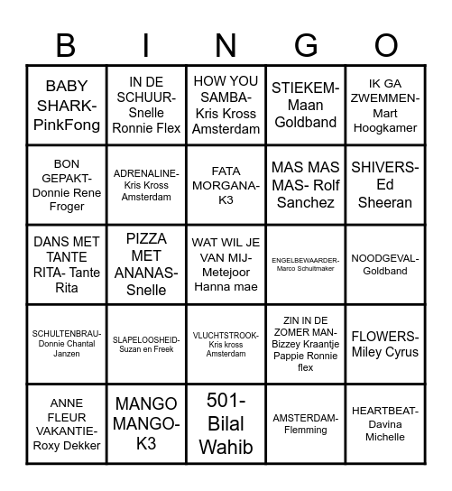 Kinderbingo Les Charmilles Bingo Card