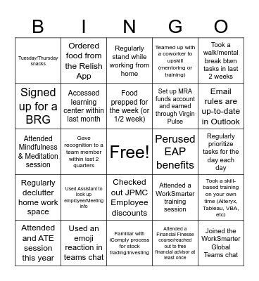 WorkSmarter BINGO Card