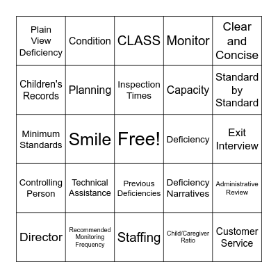 CCR BINGO Card