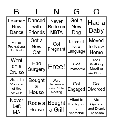 HR Luau Bingo Card