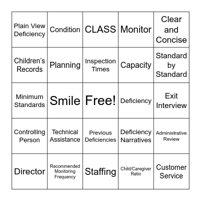 CCR BINGO Card