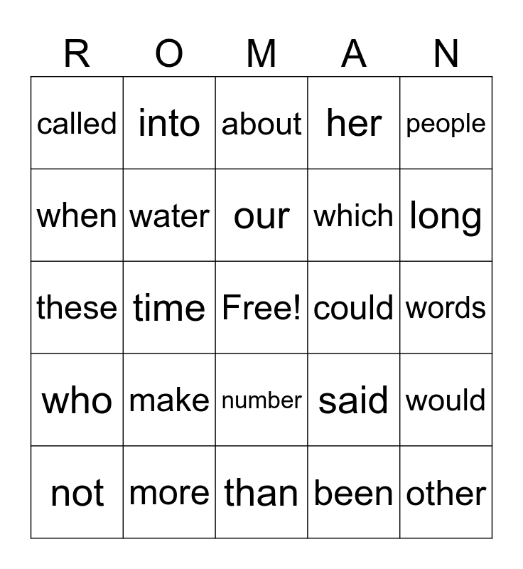 site-word-bingo-card