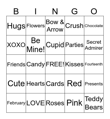 Valentine's Day Bingo Card