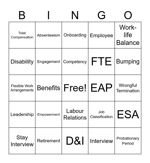 OMHRA Bingo Card