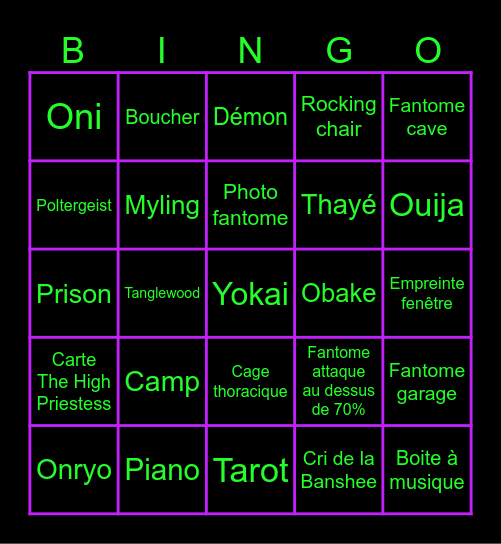 BINGO PHASMO MRTIBOUTE Bingo Card