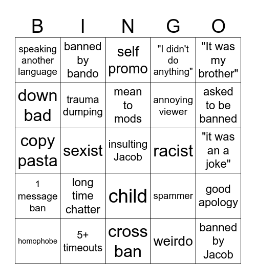 UNBAN REQUEST BINGO Card