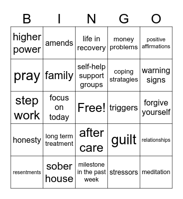 detox bingo Card