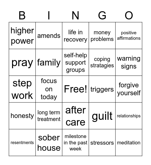 detox bingo Card