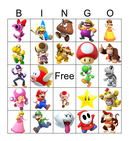 Super Mario Bingo Card