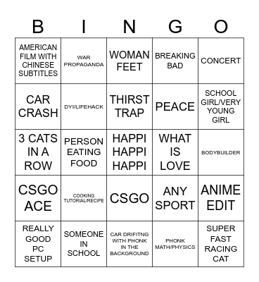 DOUYIN Bingo Card