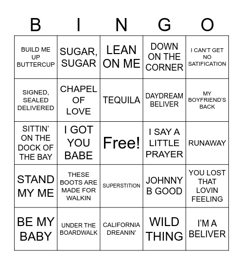 MUSIC BINGO 1 Bingo Card