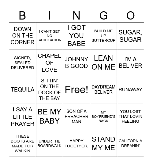 Music Bingo #2 Bingo Card