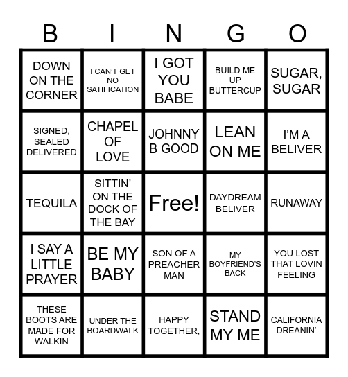 Music Bingo #2 Bingo Card