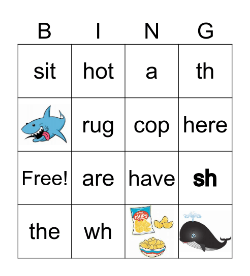 Phonics Bingo Card