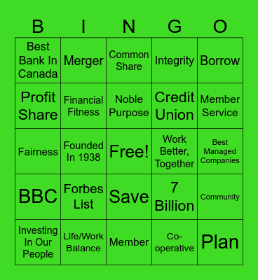 SERVUS Bingo Card