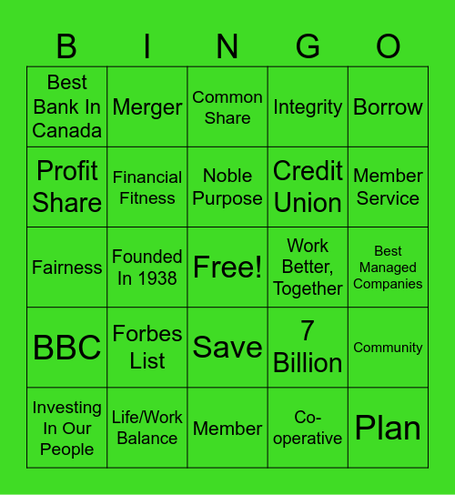 SERVUS Bingo Card