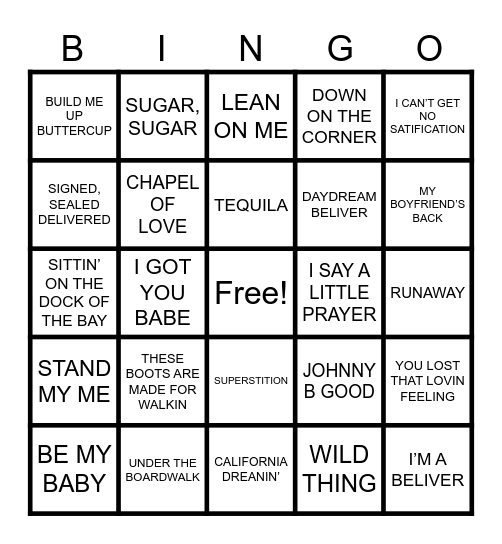 Music Bingo #2 Bingo Card