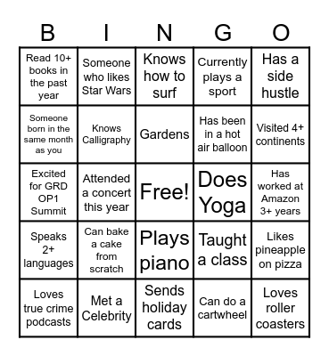 GRD OP1 Day 1 Bingo Card