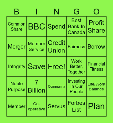 SERVUS Bingo Card