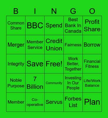 SERVUS Bingo Card