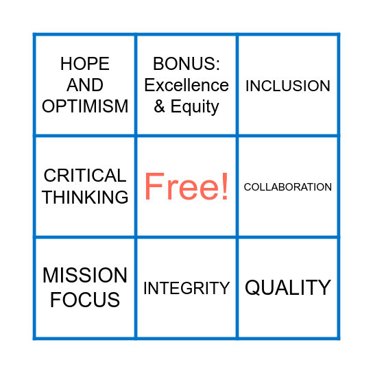 CEP Guiding Principles Bingo Card