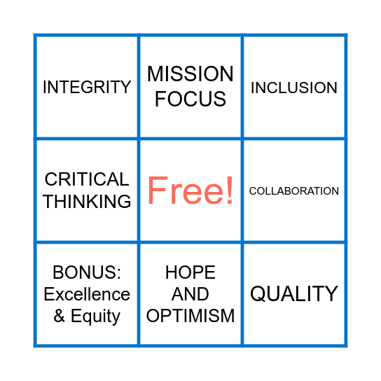 CEP Guiding Principles Bingo Card