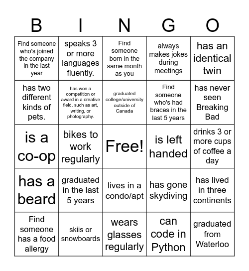 SSE BBQ Bingo Card