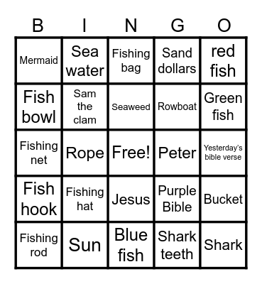 Fishing for Faith Bingo Card