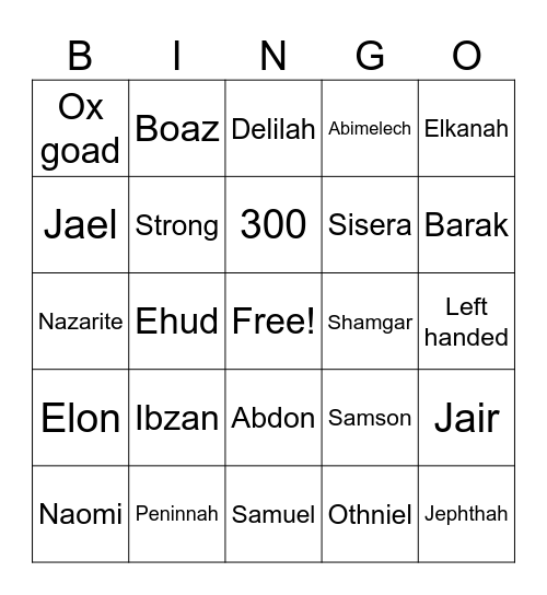 Judges Bingo Card