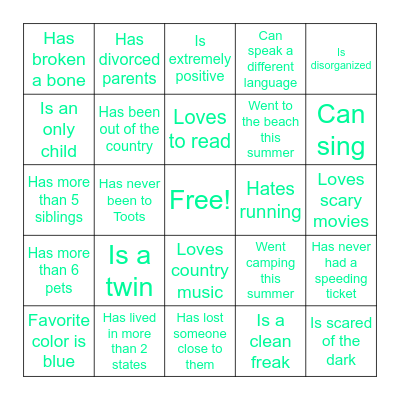 Find someone who... Bingo Card