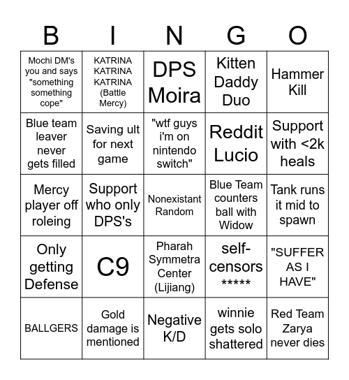 Overwatch 2 :-) Bingo Card