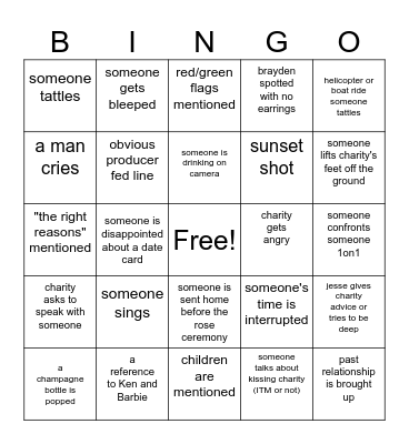 Bachelorette Week 3 Bingo Card