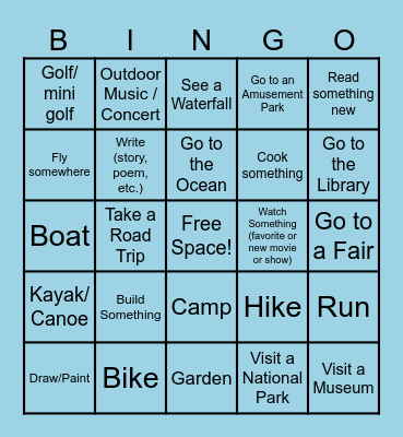 ENERGY STAR Summer Activities Bingo Card