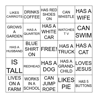 PEOPLE TREASURE HUNT Bingo Card