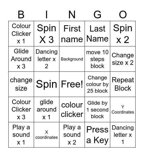 SCRATCH Bingo Card