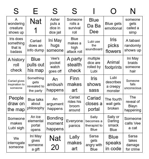 Session 9 Bingo Card