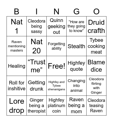 Dnd Bingo Card