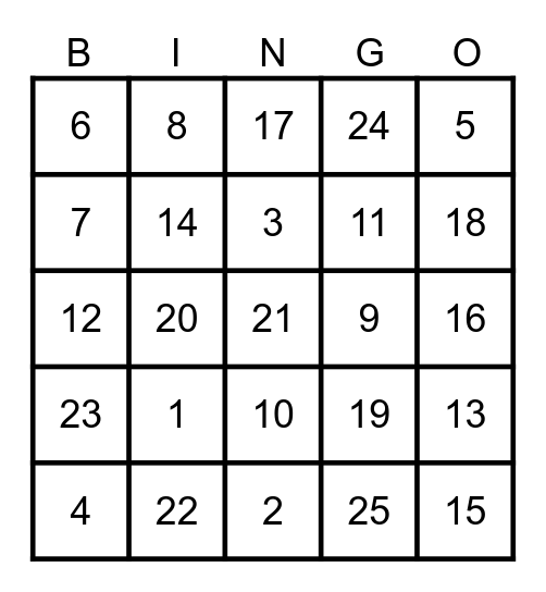 Dojo Anniversary Party Bingo Card