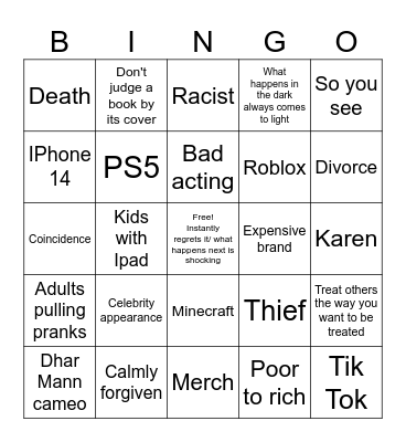 Dhar Mann Bingo Card