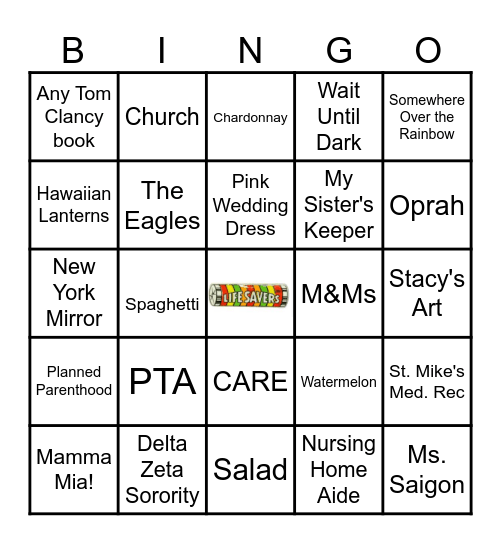 Books, Food, Movies, and Music Bingo Card